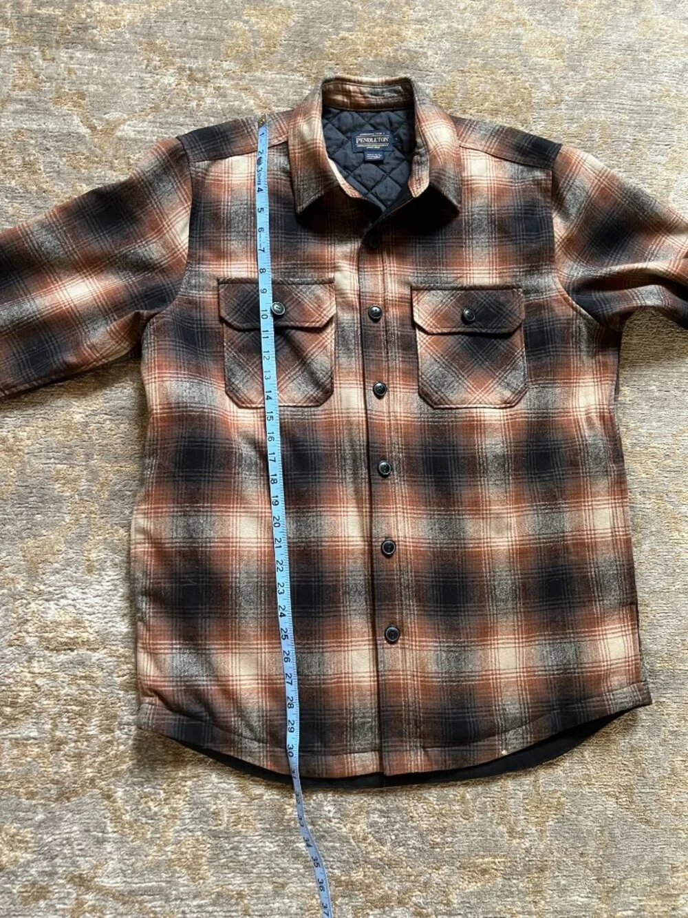 Pendleton Brown Plaid Quilted Flannel Shacket Jacket L